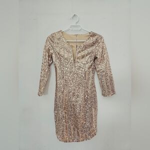 Elegant Sequin Dress in Rose Gold